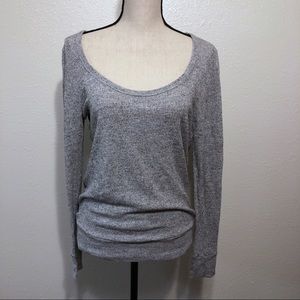 Beyond Yoga- Silver sparkle L/S open back top sz M